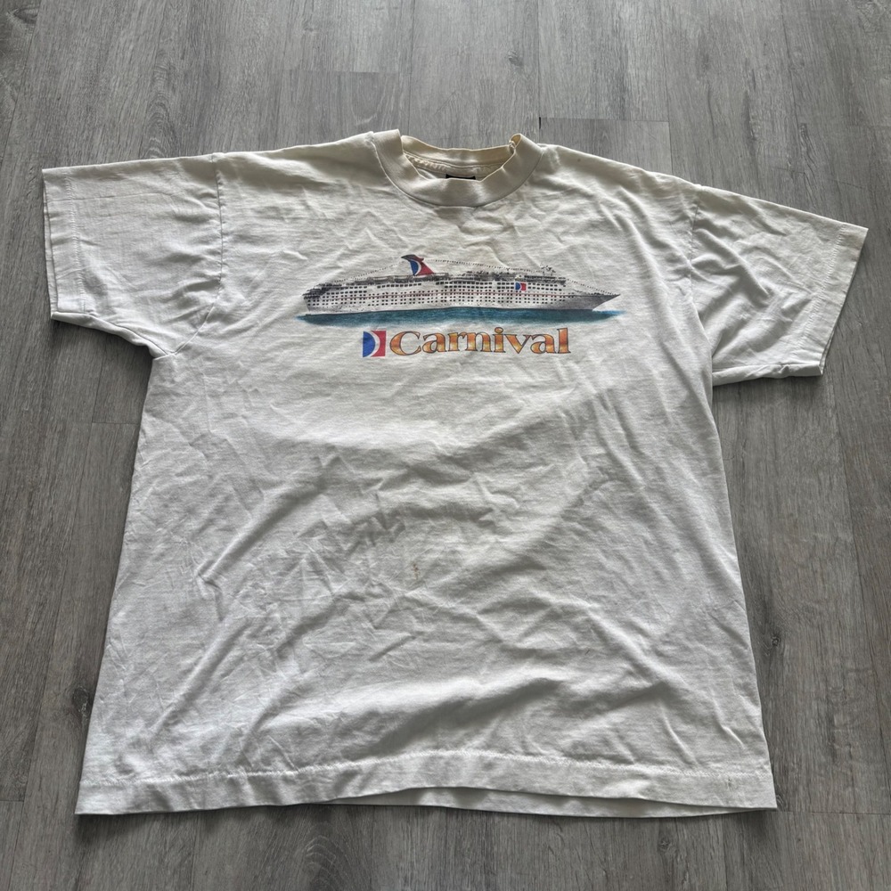 Vintage 90s Carnival Cruise Line T-Shirt XL Fruit of the Loom BEST Single Stitch